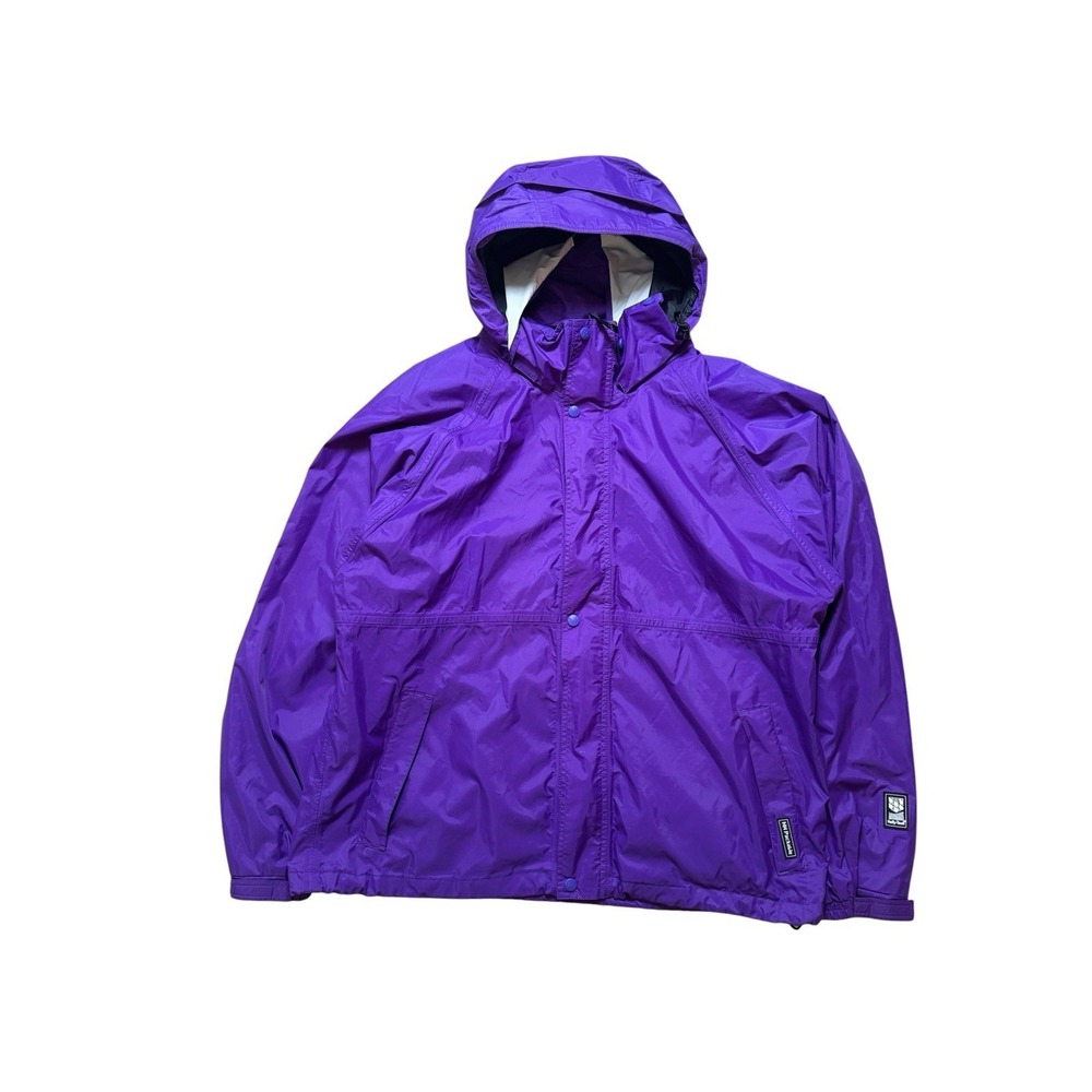 Helly Hansen Jacket Men's XL Purple Hood Waterproof Full Zip Packable Outdoor